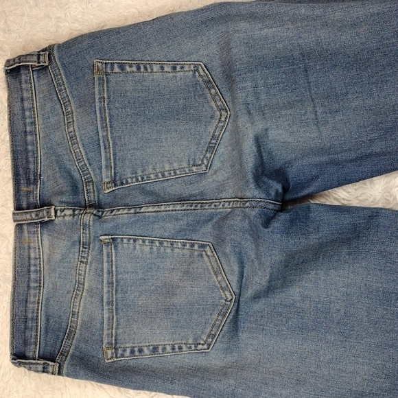 Free People Blue Whiskering Medium Wash Mid Rise Distressed Raw Hem Ankle Jean - Picture 11 of 13